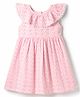 Babyhug Schiffili Woven Sleeveless Flared One Peice Frock With Floral Detailing & Embroidery - Pink