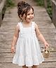 Babyhug Cotton Woven One Piece Dress Sleeveless Embroidered White 12-18 Months