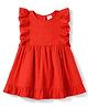 Babyhug Cotton Woven One Piece Frocks Frill Sleeves Round Neck Red 2-3 Years