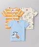Babyhug 100% Cotton Knit Antibacterial Half Sleeves Jhablas with Zebra & Tiger Print Pack of 3 - Multicolor
