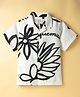 Ruff Cotton Linen Knit Half Sleeves Floral Printed Shirt - Cream