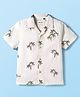 Ruff Twill Woven Half Sleeves Shirt with Coconut Tree Embroidery - Olive Green