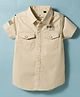 Ruff Poplin Woven Half Sleeves Solid Color Shirt - Cream