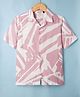 Ruff Cotton Woven Half Sleeves Abstract Printed Shirt - Pink