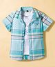Ruff Twill Woven Half Sleeves Checks Shirt With Inner Tee - Light Blue