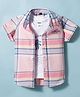 Ruff Twill Woven Half Sleeves Checks Shirt With Inner Tee - Pink