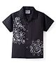 Dapper Dudes Cotton Woven Half Sleeves Floral Embroidered Shirt Black