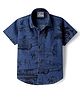 Dapper Dudes Denim Woven Shirt Half Sleeves Car Printed Blue