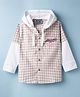 Dapper Dudes Cotton Woven Shirt Full Sleeves Checks Hooded Cream 12-24 Months