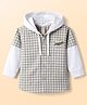 Dapper Dudes Cotton Woven Hooded Full Sleeves Checks Shirt 1 Grey 6-7 Years