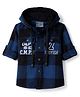 Dapper Dudes Cotton Woven Full Sleeves Text Printed Hooded Shirt - Blue