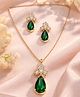 Jewelz Minimal Gold Green Stone Necklace Set