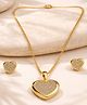 Gold-Tone Crystal Heart Necklace & Stud Earrings Set