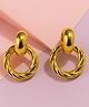Elegant Gold Twisted Stud Hoop Earrings (  Stainless Steel )