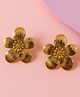 Jewelz Gold-Tone Textured Floral Stud Earrings (  Stainless Steel )