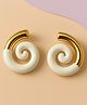 Jewelz Gold-Tone Ivory Spiral Stud Earrings (  Stainless Steel )