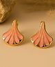 Jewelz Gold-Tone Pink Enamel Fan Stud Earrings
