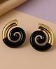 Jewelz Gold-Tone Black Spiral Stud Earrings (  Stainless Steel )