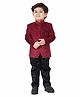 Earth Conscious Velvet Woven Full Sleeves Solid Jacket & Trousers Set - Maroon