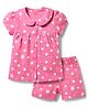 Babyhug Cotton Knit Half Sleeves Top & Shorts Co-ord Night Suit with Floral Print - Pink