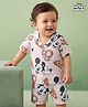 Babyoye Disney Single Jersey Knit Half Sleeves Co-Ords Shirt & Shorts Night Suit with Mickey Mouse Print - Beige