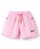 Olio Kids Cotton Knit Above Knee Length Solid Shorts - Pink