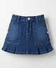 Olio Kids Denim Knit Above Knee Length Washed Skirt - Navy Blue