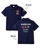Olio Kids Cotton Knit T-Shirt with Polo Collar and Graphic Print Navy Blue 9-10 Years