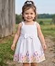 Babyhug Satin Woven Sleeveless Frock With Floral Print & Bow Applique - White