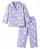Babyhug Cotton Knit Full Sleeves Co-Ord Shirt & Pyjama Night-Suit With Star Print- Purple