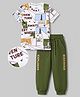 OLLINGTON ST. Cotton Knit Nautical Printed Half Sleeves T-Shirt  & Joggers Set -Multicolour