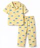 Babyhug Cotton Knit Half Sleeves Co-Ord Shirt & Pyjama Night-Suit With Dino Print - Yellow