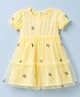 Babyhug Cotton Woven One Piece Dresses/Frocks with Embroidered Half Sleeves Round Neck Yellow 0-3 Months