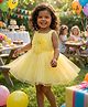 TOONYPORT Net Woven Sleeveless Floral Applique Detailed Dress - Yellow