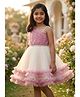 TOONYPORT Net Woven Sleeveless Petal Design Applique Detailed Ruffled Dress - Pink