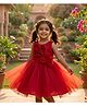 TOONYPORT Net Woven Sleeveless Floral & Ribbon Applique Detailed Dress - Red