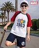 Pine Kids Marvel 100% Cotton Knit Raglan Half Sleeves T-Shirt & Shorts Set With Avengers Graphic - Multicolor