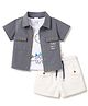 WOW Clothes Cotton Knit Dino Printed T-Shirt & Shorts Set With Shirt - Grey & White