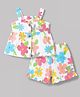 WOW Clothes Cotton Woven Sleeveless Top & Shorts Co-Ord Set With Floral Print - Pink & White