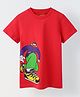 Spunkies Cotton Knit Half Sleeves Guy Printed Tee - Red