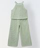 Spunkies Cotton Woven Sleeveless Solid Top & Palazzo Set - Green