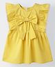 Spunkies Cotton Woven Sleeveless Bow Applique Frill Detailed Dress - Yellow