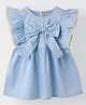 Spunkies Cotton Woven Sleeveless Bow Applique Frill Detailed Dress - Blue