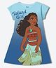 Wear Your Mind Cotton Knit Disney Princess Featuring Cap Sleeves Moana  Printed Dress - Sky Blue