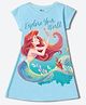 Wear Your Mind Cotton Knit Disney Princess Featuring Cap Sleeves Ariel Printed Dress - Sky Blue