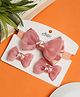 Stol'n Solid Bow Applique Detailed Stones Embellished Hair Accessories Set - Peach