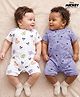 Babyoye Disney Interlock Knit Half Sleeves Rompers with Mickey Mouse Graphic Pack of 2 - Multicolor