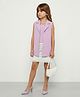 Taffykids Woven Sleeveless Solid Top & Floral Lace Embellished Skirt With Jacket - Purple & White