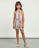 Taffykids Viscose Woven Sleeveless Striped Jumpsuit - Multi Colour