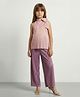 Taffykids Knit Sleeveless Stripe Textured Bow Applique Detailed Top & Pants Set - Multi Colour
